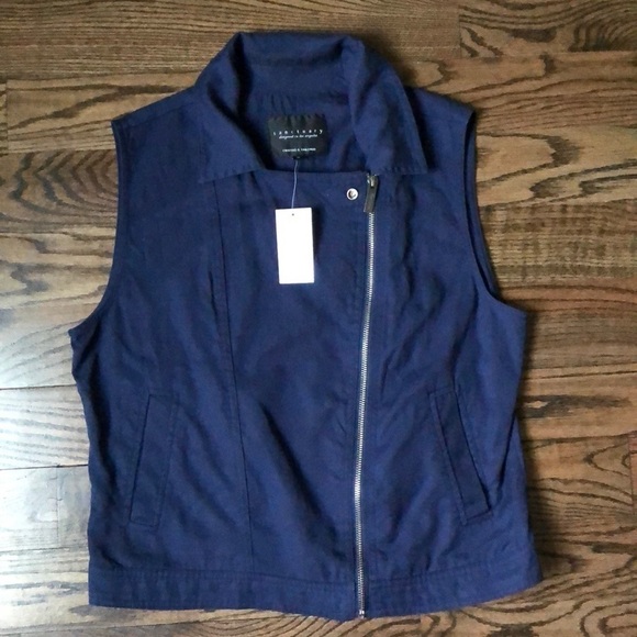 Sanctuary Moto Tencel Vest Navy Blue Medium - Picture 3 of 7